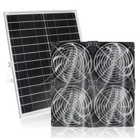 Tusauw 716597465701 Solar 4 Fan Kit For Intake Or Exhaust Air Panel Powered Chicken
