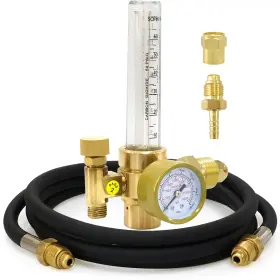 Single-h2m Vaphy Argon Co2 Flow Meter Gas Regulator Gauge With 6.6ft Hose For Mig