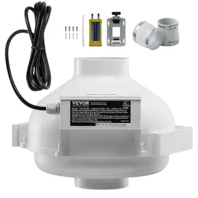 Vevor 197988991335 4-3.5 Inch Radon Mitigation Fan Kit 260 Cfm With Couplers And Pressure Indicator