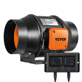 Vevor 313055145153 Inline Duct Fan 6 Inch 402 Cfm With Temperature Humidity Controller Quiet Ec-moto