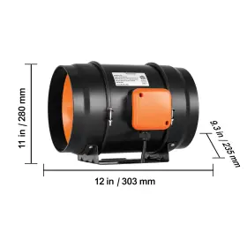 Vevor 445021642670 Inline Duct Fan With Ec Motor And Temp/humidity Control For Grow Tents