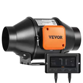Vevor 726084098510 Inline Duct Fan 4 Inch 205 Cfm With Temperature Humidity Controller Quiet Ec-moto