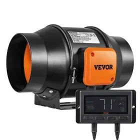 Vevor 840281562602 Inline Duct Fan 6 Inch 402 Cfm With Temperature Humidity Controller Quiet