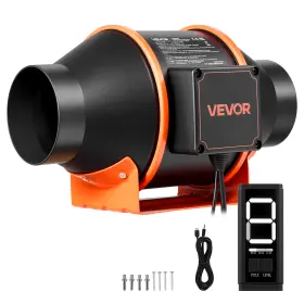 Vevor Hf-100pe Inline Duct Fan 3-speed Circulation 205 Cfm 4 Inch Ec Motor Pwm Grow Tent