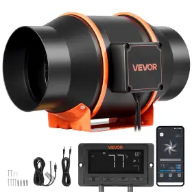 Vevor Hf-150pe Inline Duct Fan 402 Cfm 6 Inch Ec Motor Pwm App Ventilation Grow Tent