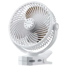 Lok-m8ag Vevor Portable Clip Fan Rechargeable Usb 3 Speeds Circulation Strong Clamp White