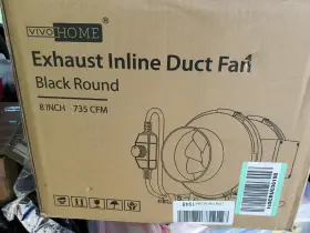 Vivohome 313051180172 New 8 Inch 735 Cfm Black Round Exhaust Hvac Inline Duct Fan Variable Speed