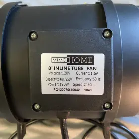 Vh190 Vivohome 8 Inch 735 Cfm Black Round Inline Duct Fan With Variable Speed Control #2