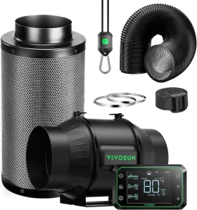 Vivosun 300481428721 Smart Air Filtration Pro T6 Kit 6 Inch Aerozesh Inline Duct Fan With Growhu