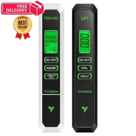 305140-pen Vivosun Digital Ph And Tds Meter Kits 0.01ph High Kit Black White