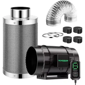 Vivosun 313092778741 Aerozesh S8 8 Inch Inline Duct Fan With E12 Speed Controller Carbon Filter 25 F