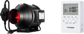 Vivosun 313101415445 190 Cfm Inline Duct Ventilation Fan And 7 Day Programmable Digital Timer With Du