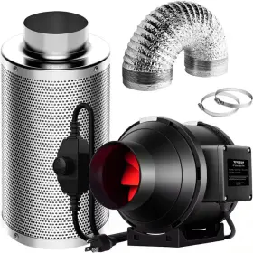 Vivosun 313111782728 4 Inch 190 Cfm Inline Fan With Speed Controller Carbon Filter And 8 Ft. Of