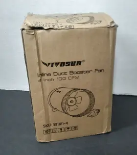 331101-4 Vivosun Duct Booster Fan 4 Inch 100 Cfm Power 14w 120v Hvac Exhaust Ventilation
