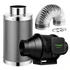 Vivosun 445023994975 Aerozesh 4 Inch 208 Cfm Smart Inline Duct Fan Kit With Carbon Filter And Ducting