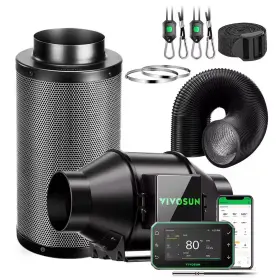 Vivosun 705353023477 Aerozesh G4 4 Inch Inline Duct Fan Kit With Growhub E42a Plus Controller Black C