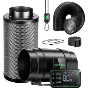 E42a Vivosun 705353179969 Aerozesh G8 8 Inch Inline Duct Fan Kit With Growhub Controller Black Carbon