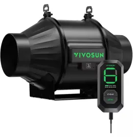 Vivosun 726084726062 Aerozesh T4 210 Cfm Inline Duct Fan With E12 Speed Controller