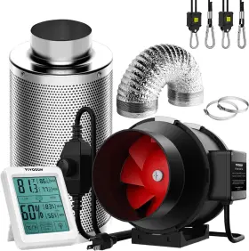 Vivosun 726084813113 6 Inch 390 Cfm Inline Fan With Speed Controller Carbon Filter And 8 Feet
