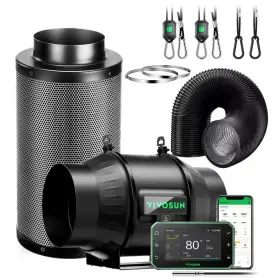 Vivosun 744759929228 Aerozesh T6 6 Inch Inline Duct Fan Kit With Growhub E42a Plus Controller Black C