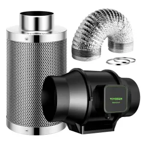 Vivosun 765133608560 Aerozesh 6 Inch 405 Cfm Smart Inline Duct Fan Kit With Carbon Filter And Ducting