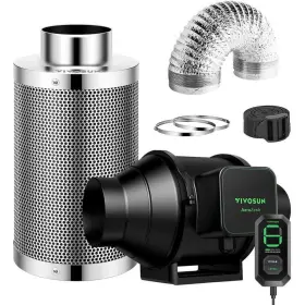 Vivosun 765150584274 Aerozesh S4 4 Inch Inline Duct Fan With E12 Speed Controller Carbon Filter 8