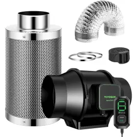Vivosun 765150584304 Aerozesh S6 6 Inch Inline Duct Fan With E12 Speed Controller Carbon Filter 8