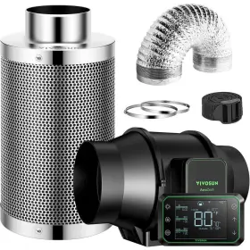 E42a Vivosun 765150584397 Aerozesh S6 6 Inch Inline Duct Fan With Growhub Controller Carbon Filter 8