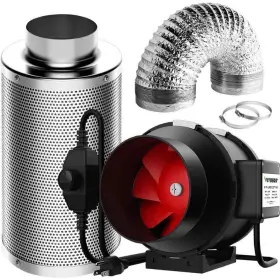 Vivosun 765169768733 6 Inch 390 Cfm Inline Fan With Speed Controller Carbon Filter And 16 Ft