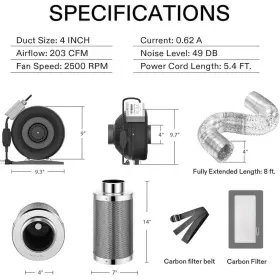 Vivosun 768481020701 4 Inch 203 Cfm Inline Fan With Speed Controller And Leather Sheath Carbon #2