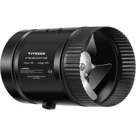 Vivosun 768553845829 100 Cfm 4 Inch Inline Booster Duct Fan With Low Noise In Black