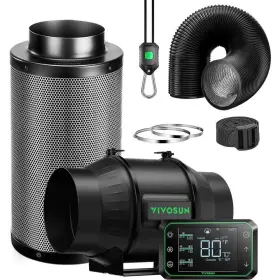 E42a Vivosun 768553846406 Aerozesh T4 4 Inch Inline Duct Fan With Growhub Controller Black And E42a Vivosun 768553846406 Aerozesh T4 4 Inch Inline Duct Fan With Growhub Controller Black And