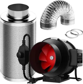 Vivosun 800689568019 Grow Tent Ventilation System 6 Inch Inline Duct Fan With Speed Controller