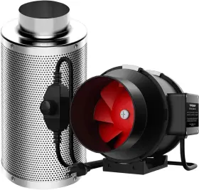 Vivosun 800689570517 Ventilation Kit 6 Inch 390 Cfm Inline Duct Fan Carbon Filter Odor Control System