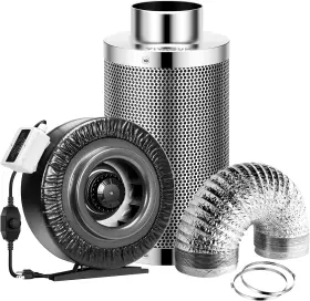 Ac-fks8 Vivosun Air Filtration Kit 8 Inch Inline Fan Carbon Filter And Ducting Combo For Grow Tents