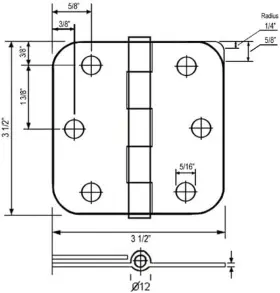 Cecominod070342 Vivosun 2 Pc Satin Nickel 3.5 Inch X In 5/8 Radius Round Corner Interior Door Hinges Br #2