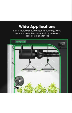 Gdfpa-100 Vivosun 4 Inch 195 Cfm Inline Duct Ventilation Fan Hvac Vent Blower Hydroponics #2