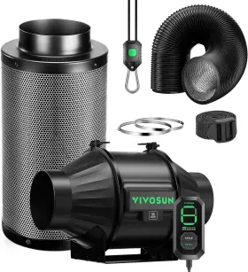 Vsvc-azt4 Vivosun Aerozesh T4 Inline Duct Fan With E12 Speed Controller Carbon Filter And 8ft Ducti