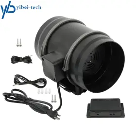Yi299355t Yibei-tech Inline Duct Fan 8 Inch 807 Cfm With Temperature Humidity Controller Ec-motor
