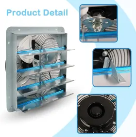Ysmn 705353455674 16 Inch Wall Mounted Fan Speed 1200 Cfm Aluminum Blades Shutter For Home Attic G #3