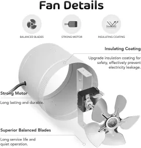 Yssoa 726084119963 8 Inch Inline Booster Duct Fan With Speed Controller Hvac Exhaust Ventila #3