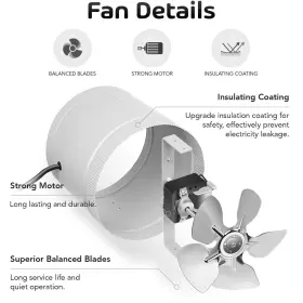 Yssoa 840166296905 8 Inch Inline Booster Duct Fan With Speed Controller Hvac Exhaust Vent #3