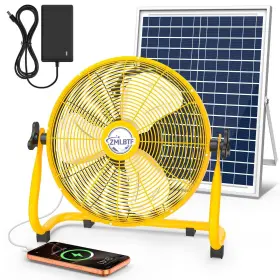Zmlbtf 780748511937 14 Inch Solar Powered Fan With 20w Panel And Rechargeable Battery Portable