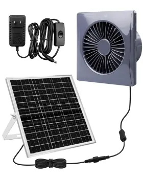 Zxwatc 742183684447 8 Inch Solar Fan For Greenhouse Coop And Attic 25w Panel 10ft Adapte