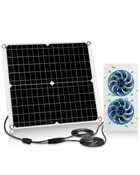 Ipx7 Zxwatc 742385800577 30w Dual Solar Fan Kit For Outside Greenhouse Shed Chicken Coop Waterpr