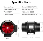 Vivohome Exhaust Inline Duct Fan Black Round 4 Inch 188 Cfm New. Fixed Price $39.99.