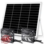 Pqins 5" Solar Fan Kit Dual IPX7 Waterproof Greenhouse Shed Dog Cooling. Fixed Price $57.99.