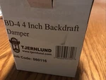 Tjernlund BD-4 Spring Return Backdraft Damper For 4" Ducts. Fixed Price $13.50.