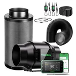Vivosun G6 Smart Air Filtration Kit 6" Inline Fan Carbon Filter W/ E42A+ Growhub. Fixed Price $183.99.