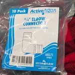 Hydrofarm 3/4" Elbow Connector AAEL75 10-PACK Hydroponic Plumbing Fitting. Fixed Price $7.00.